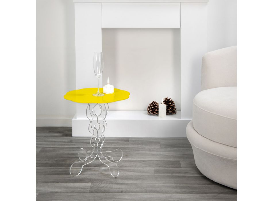 Table basse ronde jaune, diamètre 50cm, design moderne Janis, fabriquée en Italie Viadurini