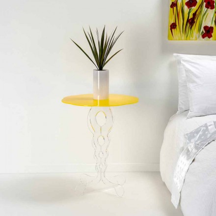 Table basse ronde design moderne jaune 50cm de diamètre Janis, fabriqué en Italie Viadurini