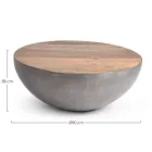 Table basse ronde en bois recyclé et acier blanc ou gris - Genoveffa Viadurini