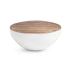 Table basse ronde en bois recyclé et acier blanc ou gris - Genoveffa Viadurini