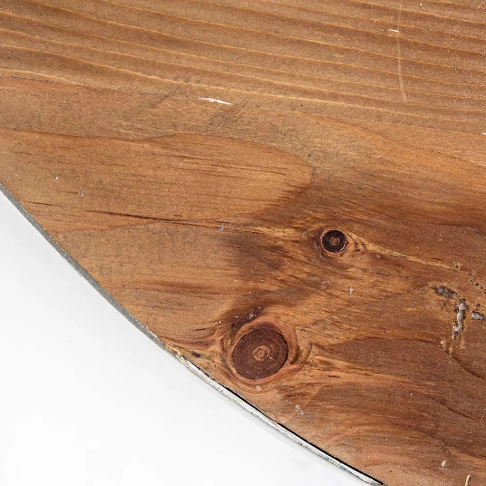 Table basse ronde en bois recyclé et acier blanc ou gris - Genoveffa Viadurini