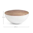 Table basse ronde en bois recyclé et acier blanc ou gris - Genoveffa Viadurini