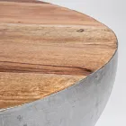 Table basse ronde en bois recyclé et acier blanc ou gris - Genoveffa Viadurini