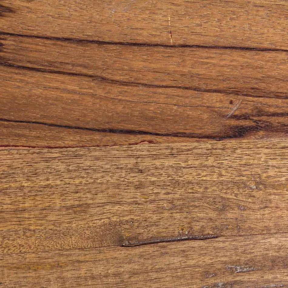 Table basse ronde en bois recyclé et acier blanc ou gris - Genoveffa Viadurini