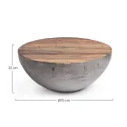 Table basse ronde en bois recyclé et acier blanc ou gris - Genoveffa Viadurini