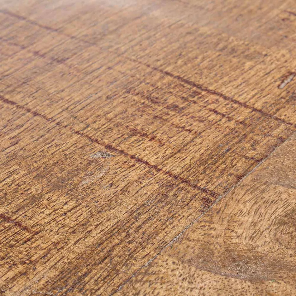 Table basse ronde en bois recyclé et acier blanc ou gris - Genoveffa Viadurini