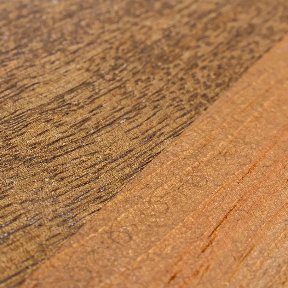 Table basse ronde en bois recyclé et acier blanc ou gris - Genoveffa Viadurini