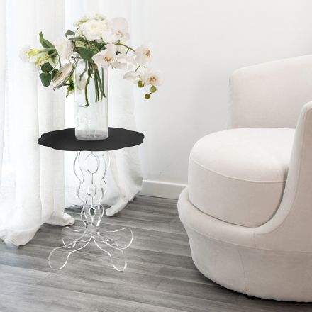 Table basse ronde noire diamètre 36 cm design moderne Janis, fabriquée en Italie Viadurini