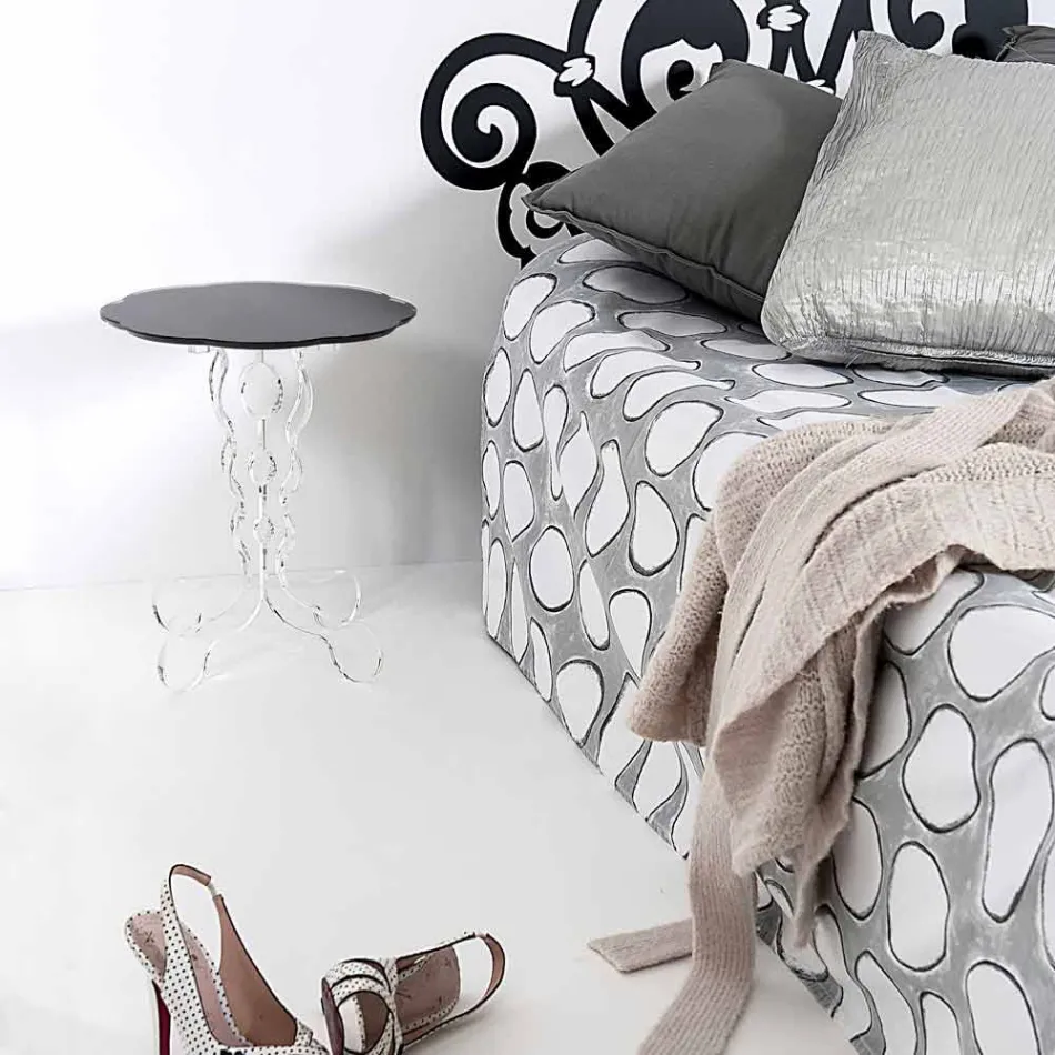 Table basse ronde de diamètre noir 36 cm de design moderne Janis, fabriqué en Italie Viadurini