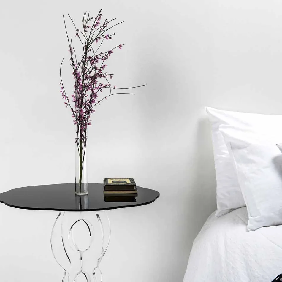 Table basse ronde de diamètre noir 50 cm de design moderne Janis, fabriqué en Italie Viadurini