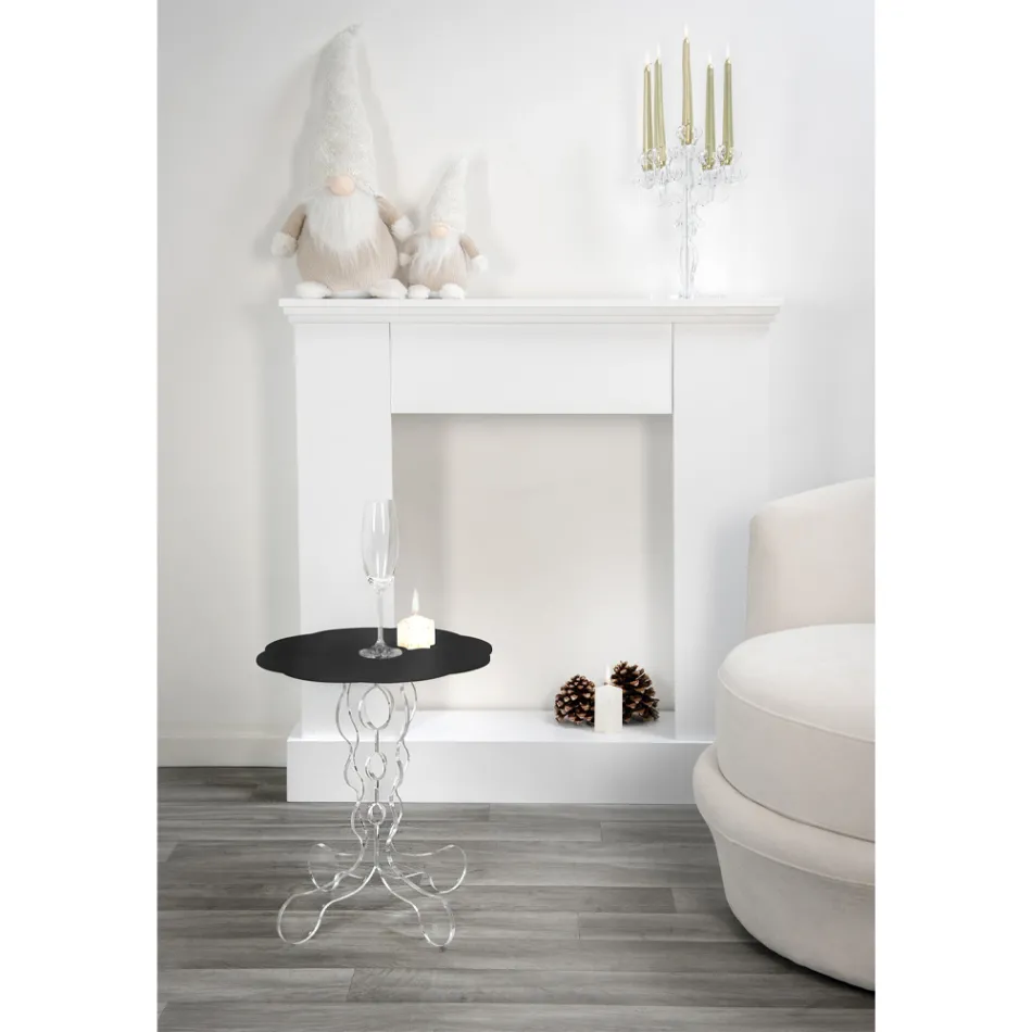 Table basse ronde noire diamètre 50 cm Janis design moderne, fabriquée en Italie Viadurini
