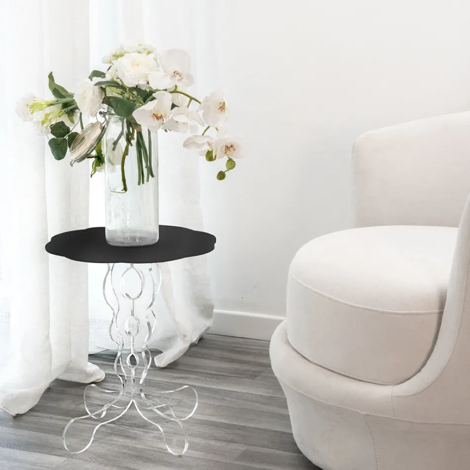 Table basse ronde noire diamètre 50 cm Janis design moderne, fabriquée en Italie Viadurini