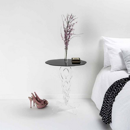 Table basse ronde de diamètre noir 50 cm de design moderne Janis, fabriqué en Italie Viadurini