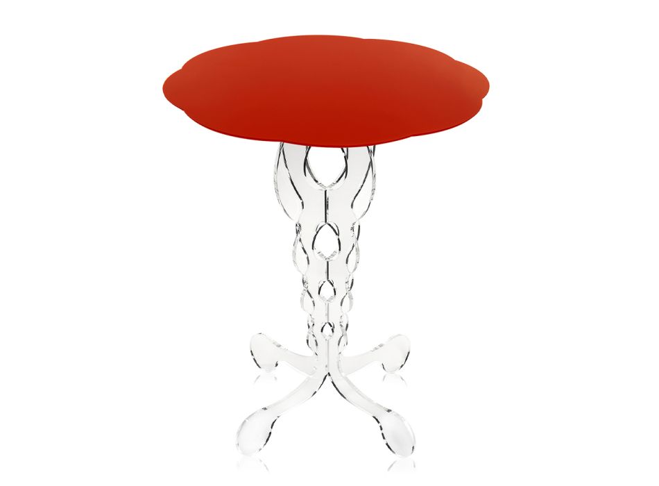 Table d'appoint ronde rouge diamètre 36cm Janis, faite en Italie Viadurini