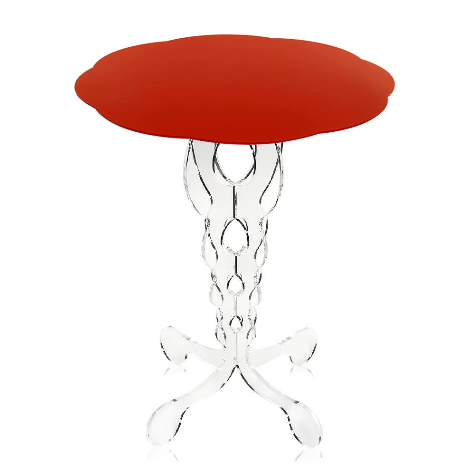 Table d'appoint ronde rouge diamètre 50cm Janis, faite en Italie Viadurini