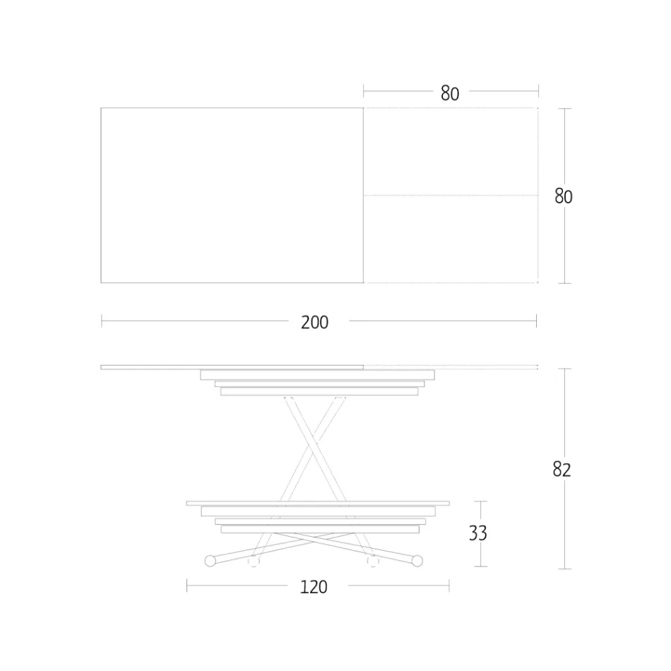 Table Basse Transformable à Hauteur Réglable jusqu'à 82 cm Fabriquée en Italie - Roue Viadurini