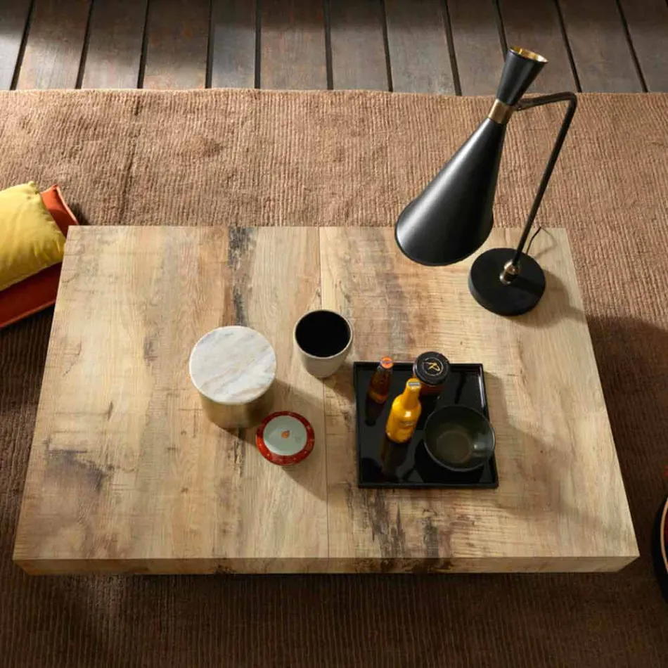 Table basse design transformable en bois et métal noir Made in Italy - Niverio Viadurini