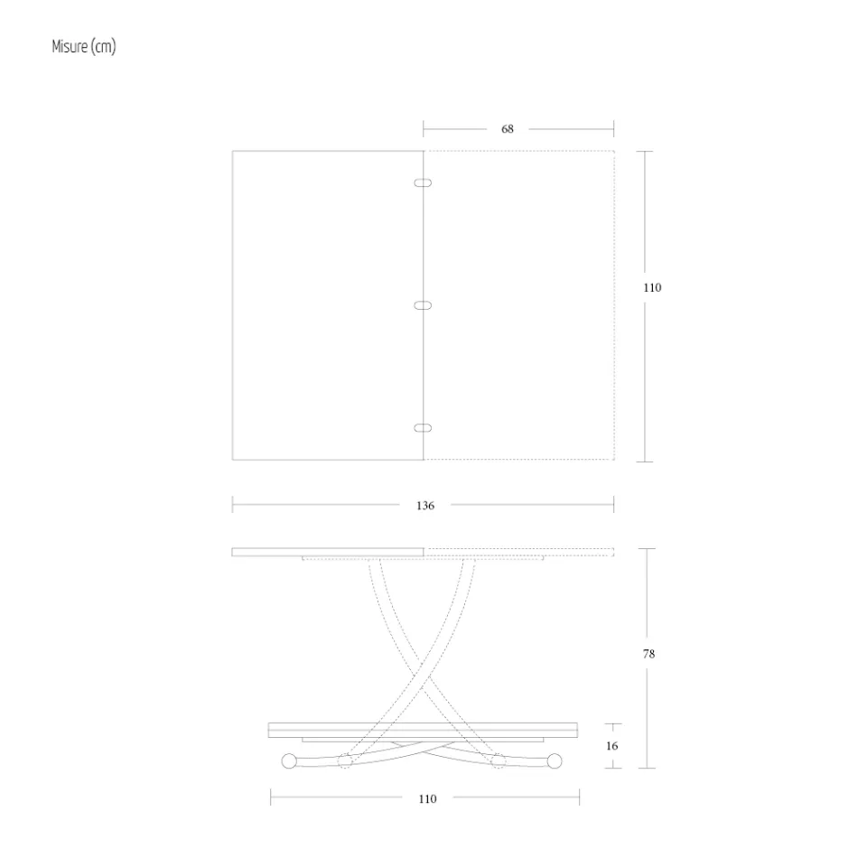 Table Basse Transformable en Métal et Céramique Design Made in Italy - Saturn Viadurini