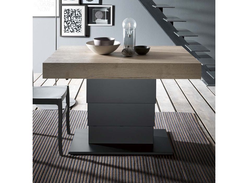 Table basse transformable en table à manger en bois
