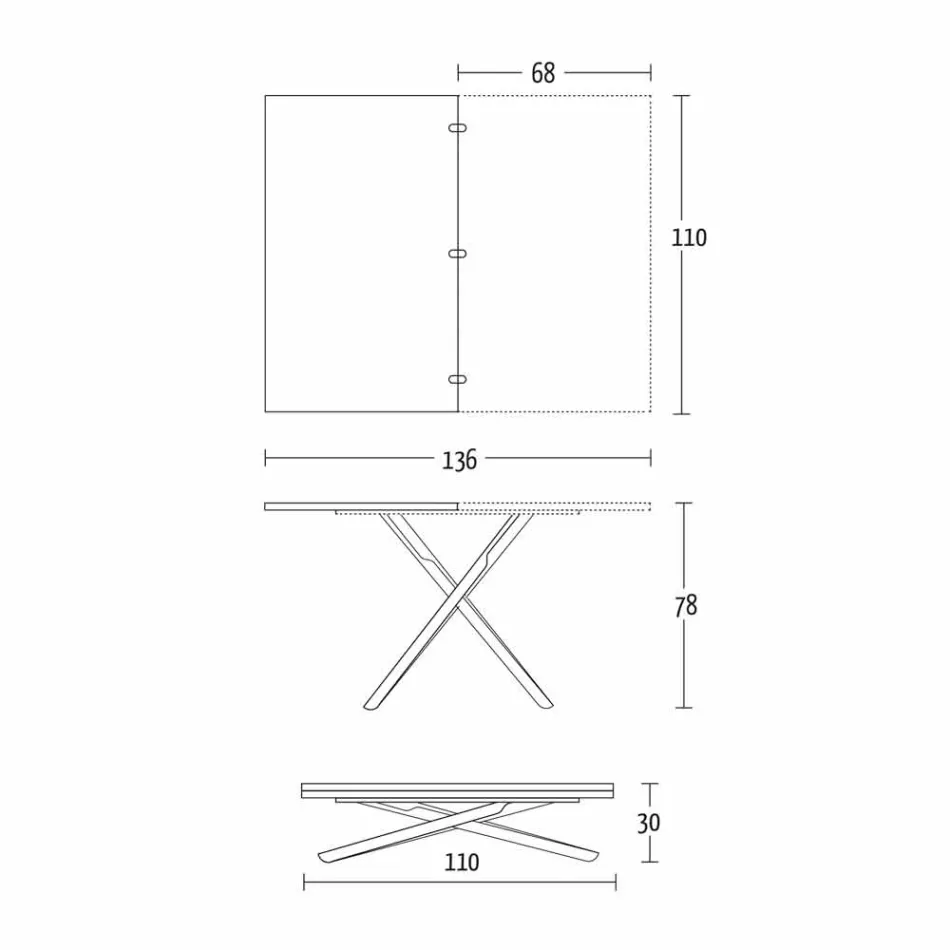 Table Basse Convertible en Table de Salle à Manger Plateau Bois et Base Métal - Pêche Viadurini