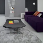 Table basse transformable en table à manger ronde en métal et verre - Giordana Viadurini