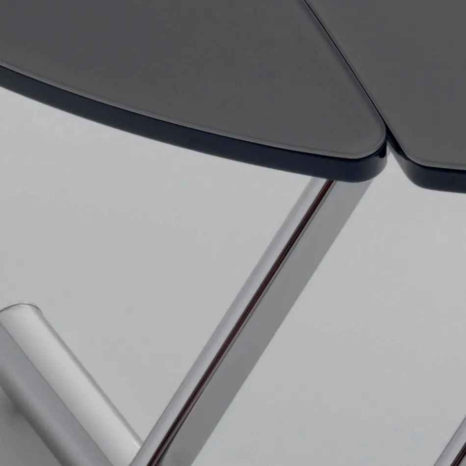 Table basse transformable en table à manger ronde en métal et verre - Giordana Viadurini