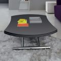 Table basse transformable en table à manger ronde en métal et verre - Giordana