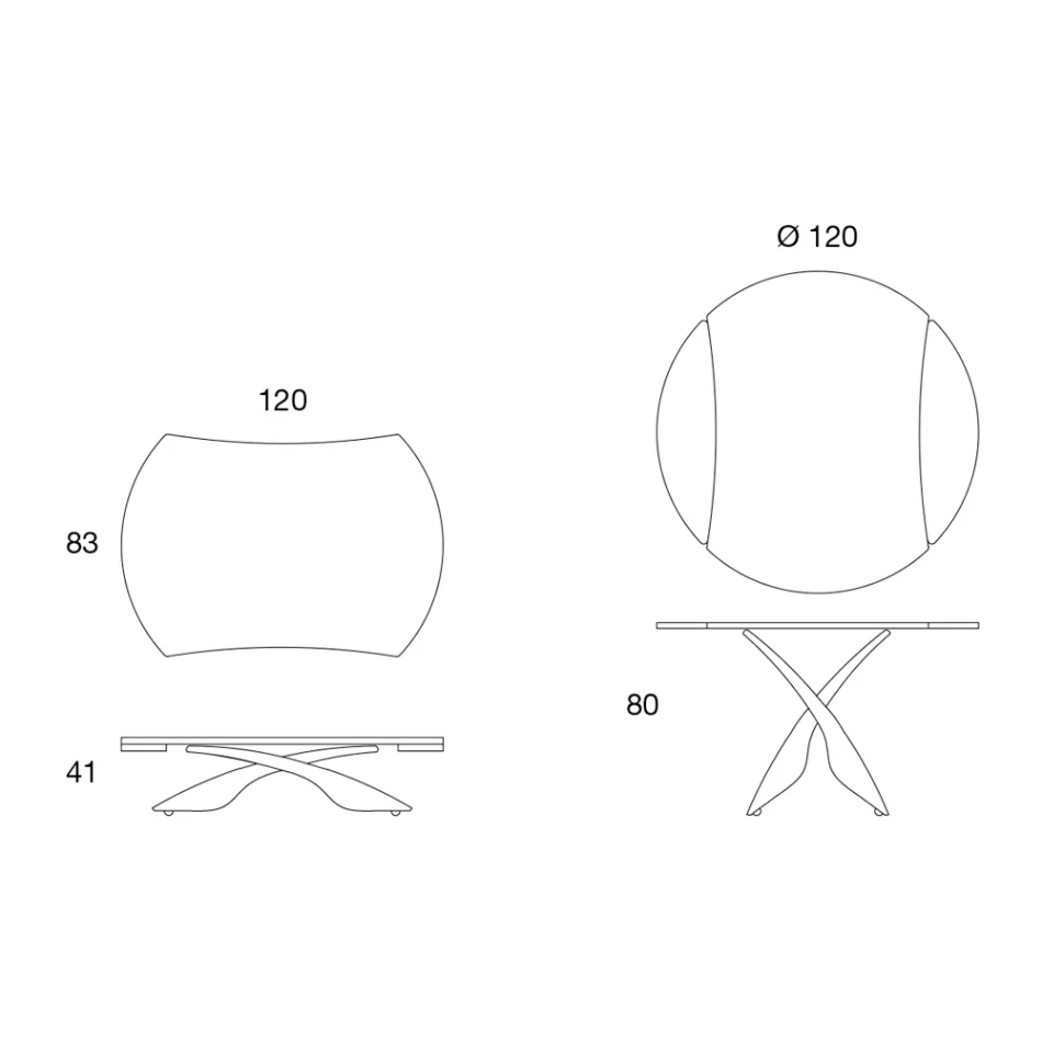 Table basse transformable en métal et verre Table de salon - Giordano Viadurini