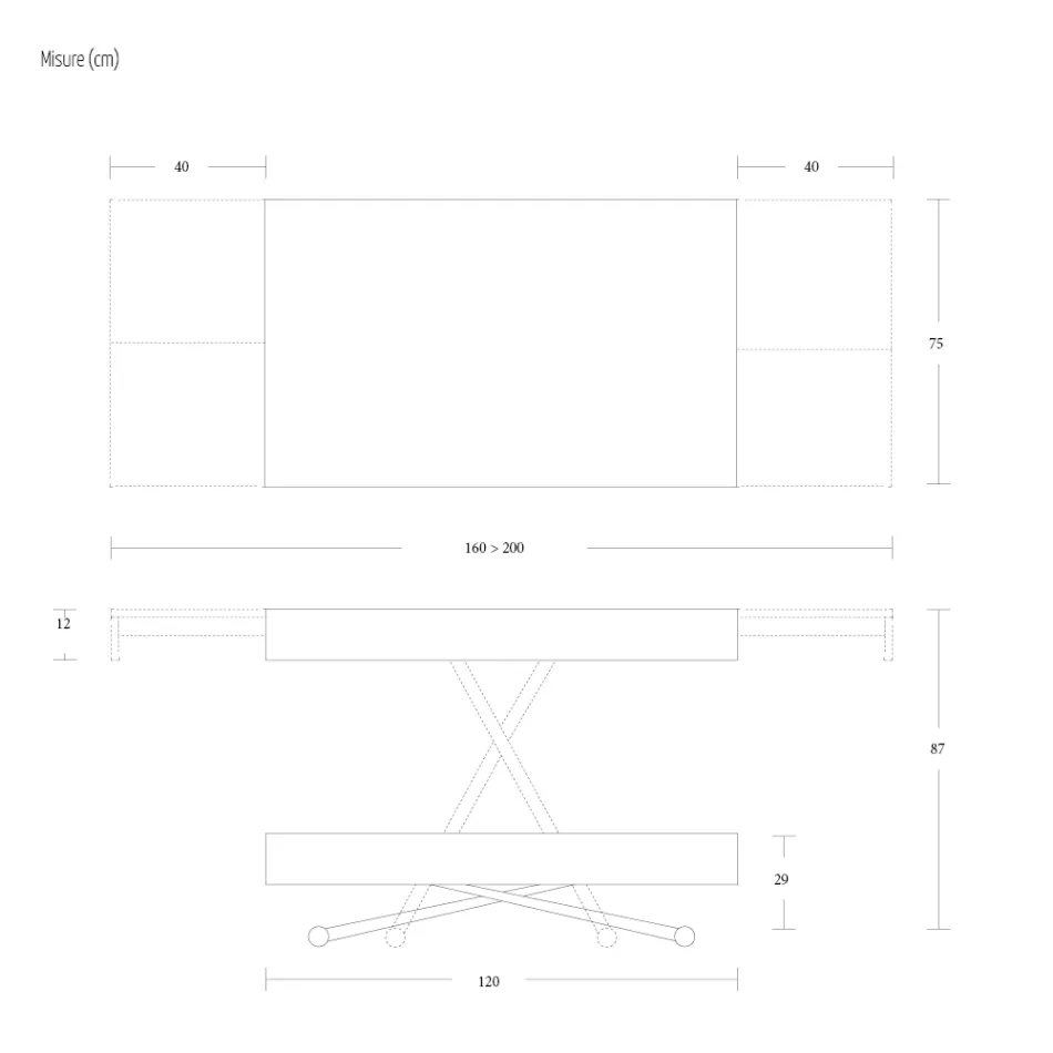 Table Basse Transformable en Métal et Bois Table Made in Italy - Polaris Viadurini