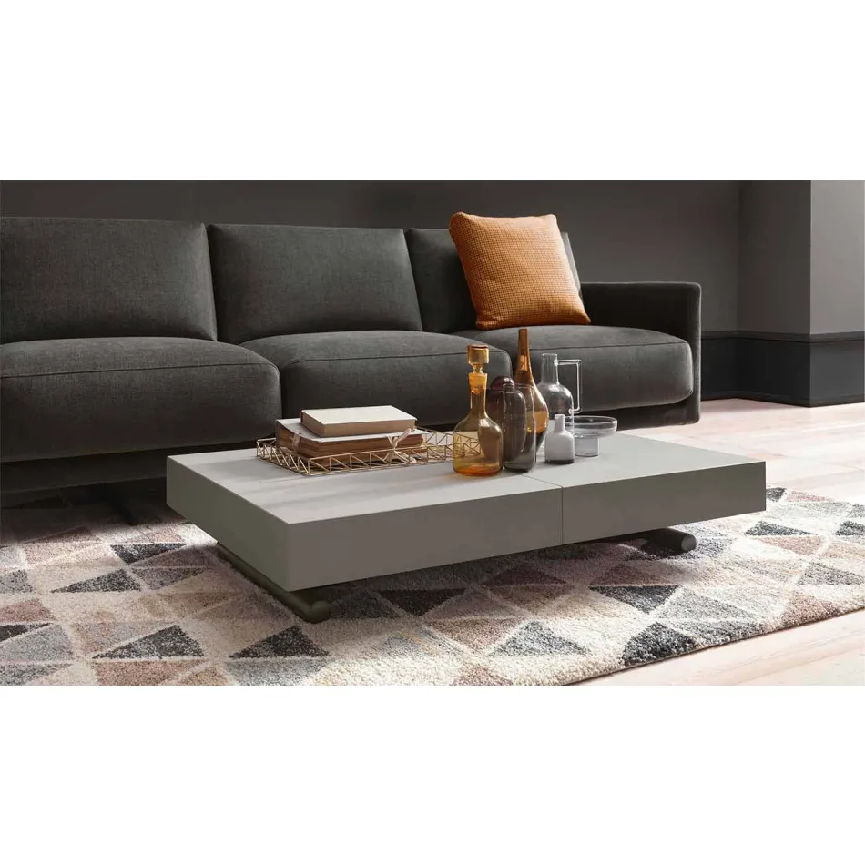 Table basse transformable moderne avec plateau effet Malta Made in Italy - Patroclus Viadurini