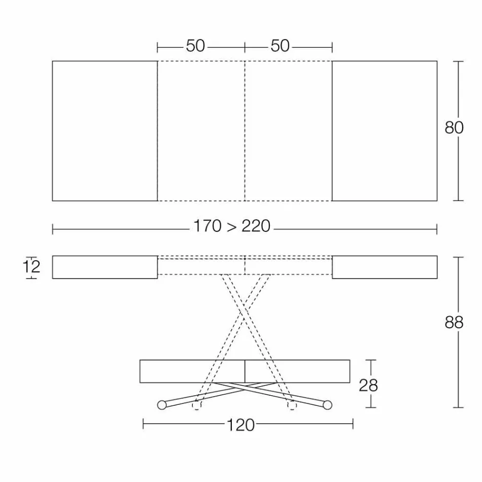 Table basse transformable moderne avec plateau effet Malta Made in Italy - Patroclus Viadurini