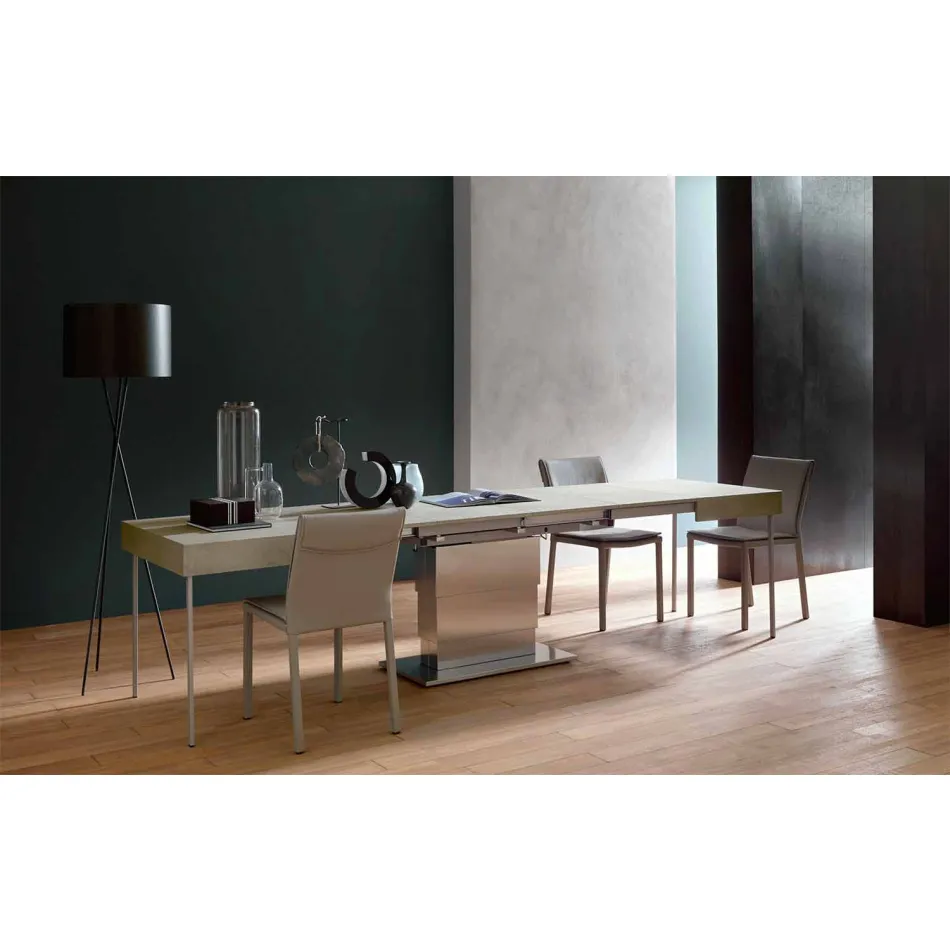 Table basse transformable moderne avec plateau effet mortier fabriquée en Italie - Salomon Viadurini