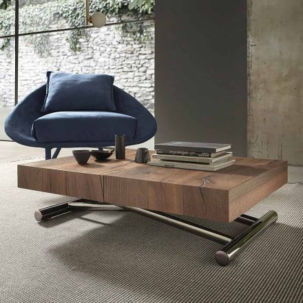 Table basse transformable moderne en bois et métal, fabriquée en Italie - Spirit Viadurini