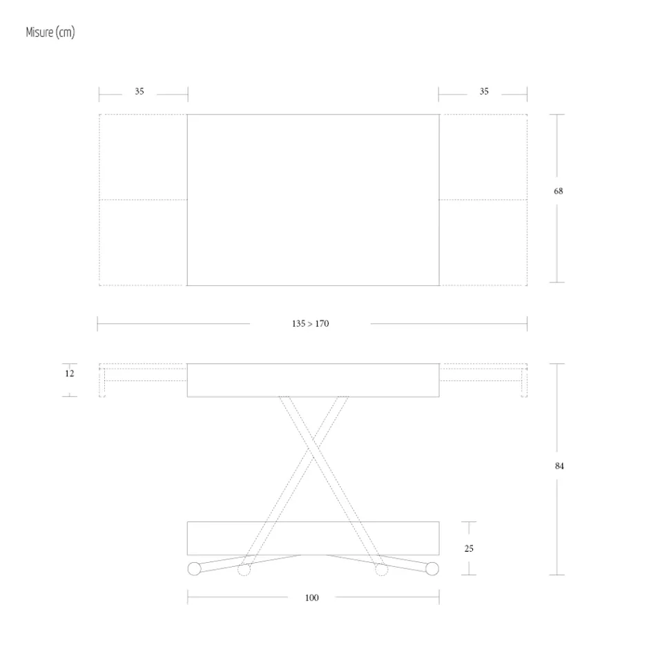 Table basse transformable moderne en métal et bois Made in Italy - Universe Viadurini