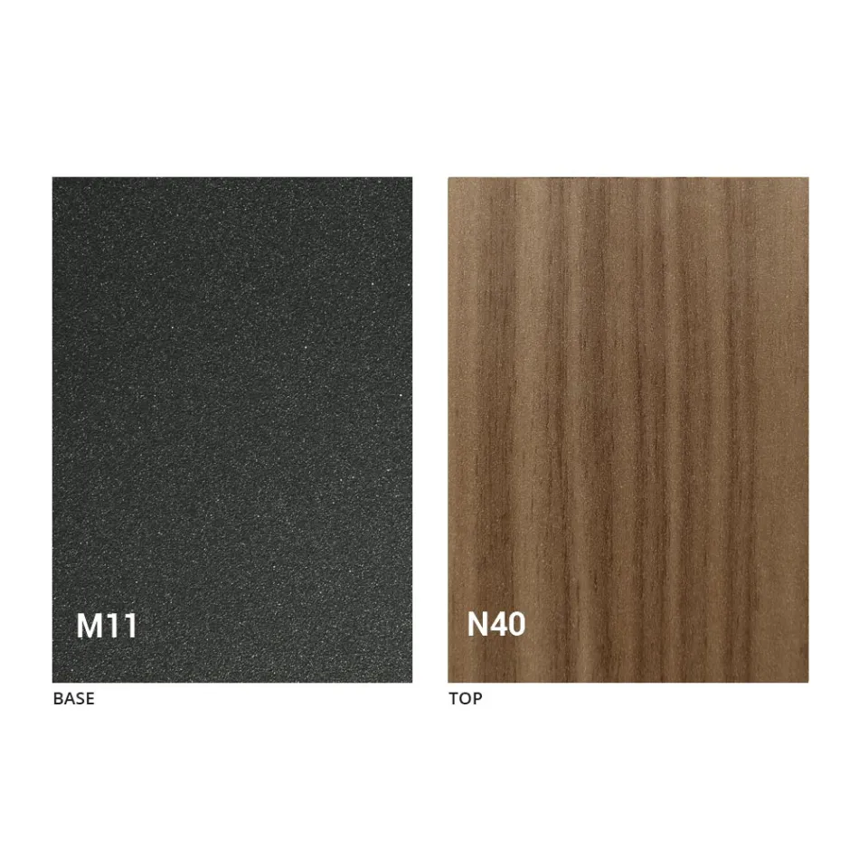 Table basse transformable moderne en métal graphite et plateau en bois - Sistocle Viadurini