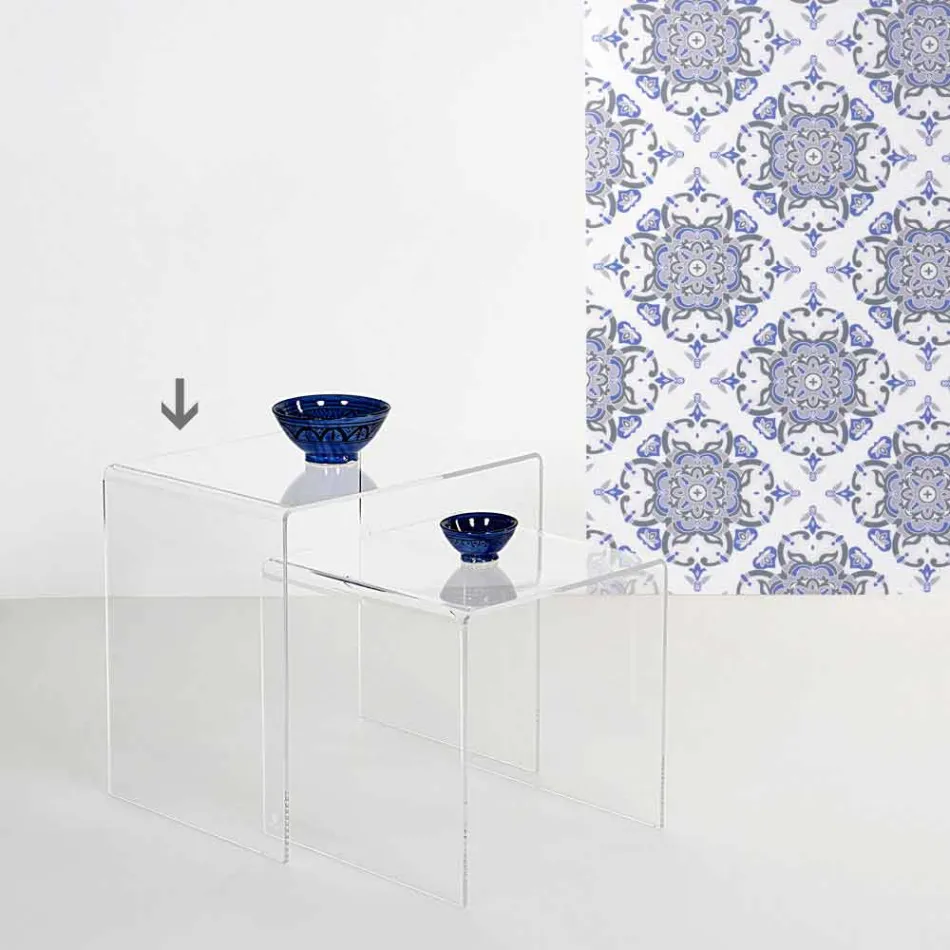 transparente table basse design moderne 50x50cm Big Terry, made in Italy Viadurini