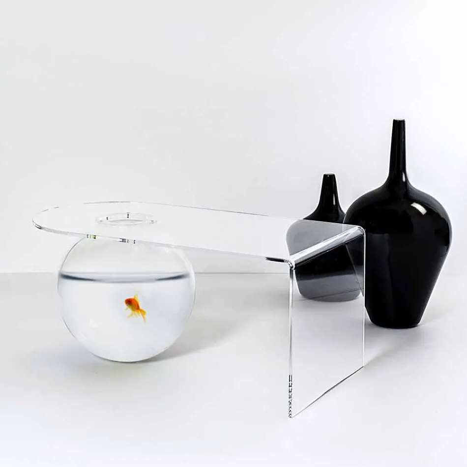 table transparente L90xH40xP48 de design moderne Bolly, made in Italy Viadurini