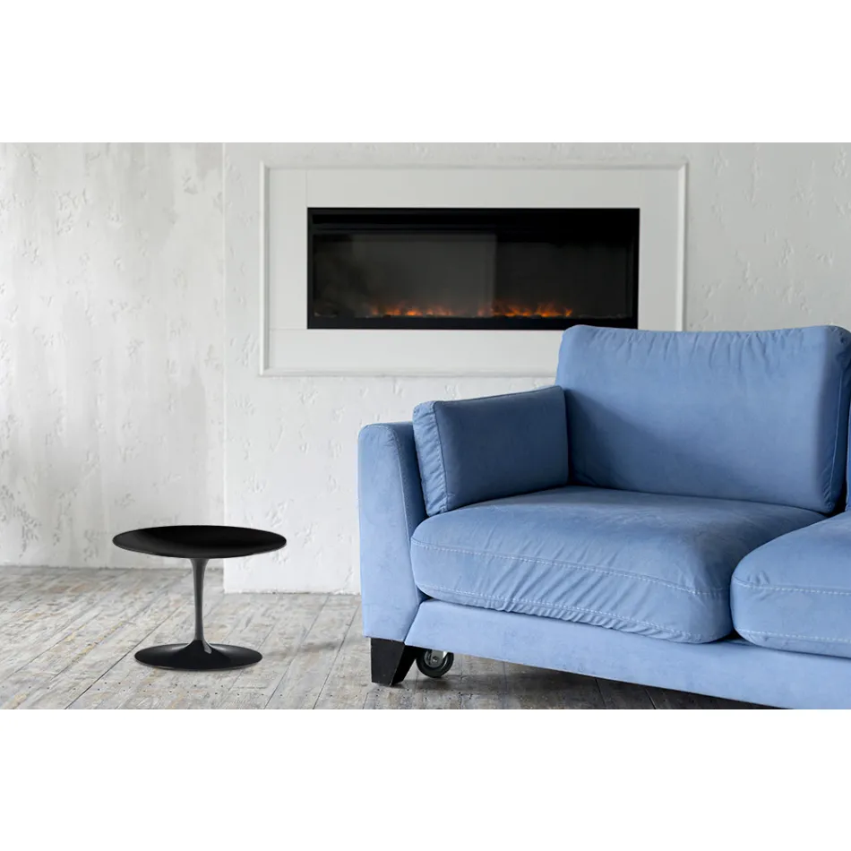 Table basse Eero Saarinen Tulip H 39 avec plateau en stratifié liquide noir Made in Italy - Scarlet Viadurini