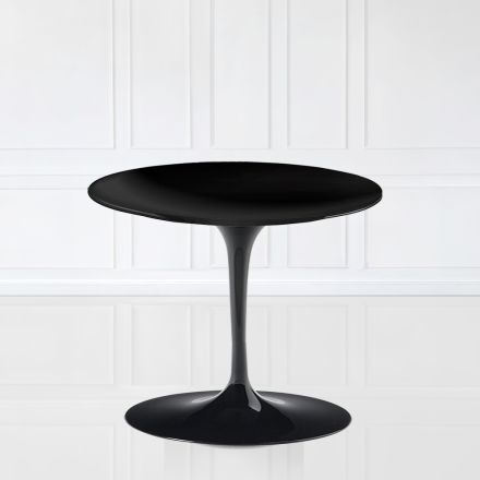Table basse Eero Saarinen Tulip H 39 avec plateau en stratifié liquide noir Made in Italy - Scarlet Viadurini