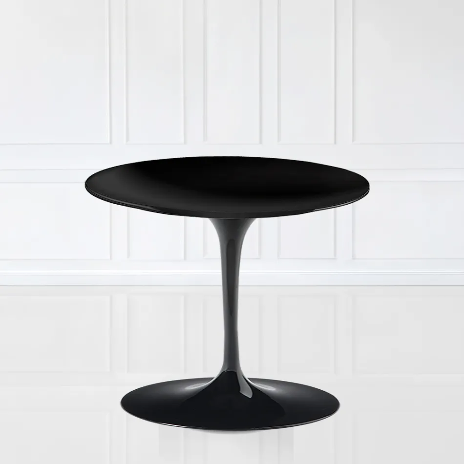 Table basse Eero Saarinen Tulip H 39 avec plateau en stratifié liquide noir Made in Italy - Scarlet Viadurini
