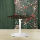 Table basse tulipe Eero Saarinen H 39 avec plateau ovale en marbre Emperador Dark Viadurini