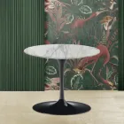 Table Basse Tulip Eero Saarinen H 39 avec Plateau Rond en Marbre Arabescato Viadurini