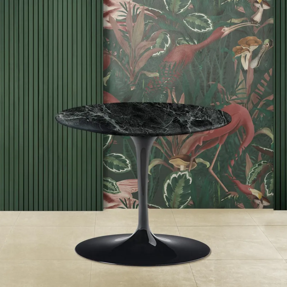 Table basse tulipe Eero Saarinen H 39 avec plateau rond en marbre Alpi vert Viadurini