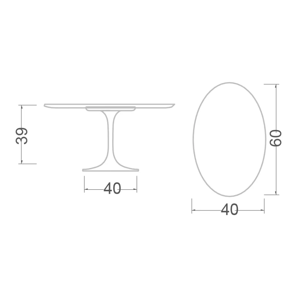 Table basse tulipe Eero Saarinen H 39 ovale en stratifié liquide noir Made in Italy - Scarlet Viadurini
