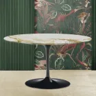 Table Basse Tulipe Eero Saarinen H 41 avec Plateau en Marbre Caracatta Doré Made in Italy - Écarlate Viadurini