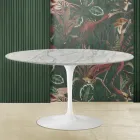 Table basse tulipe Eero Saarinen H 41 avec plateau ovale en marbre de Carrare Statuarietto Viadurini
