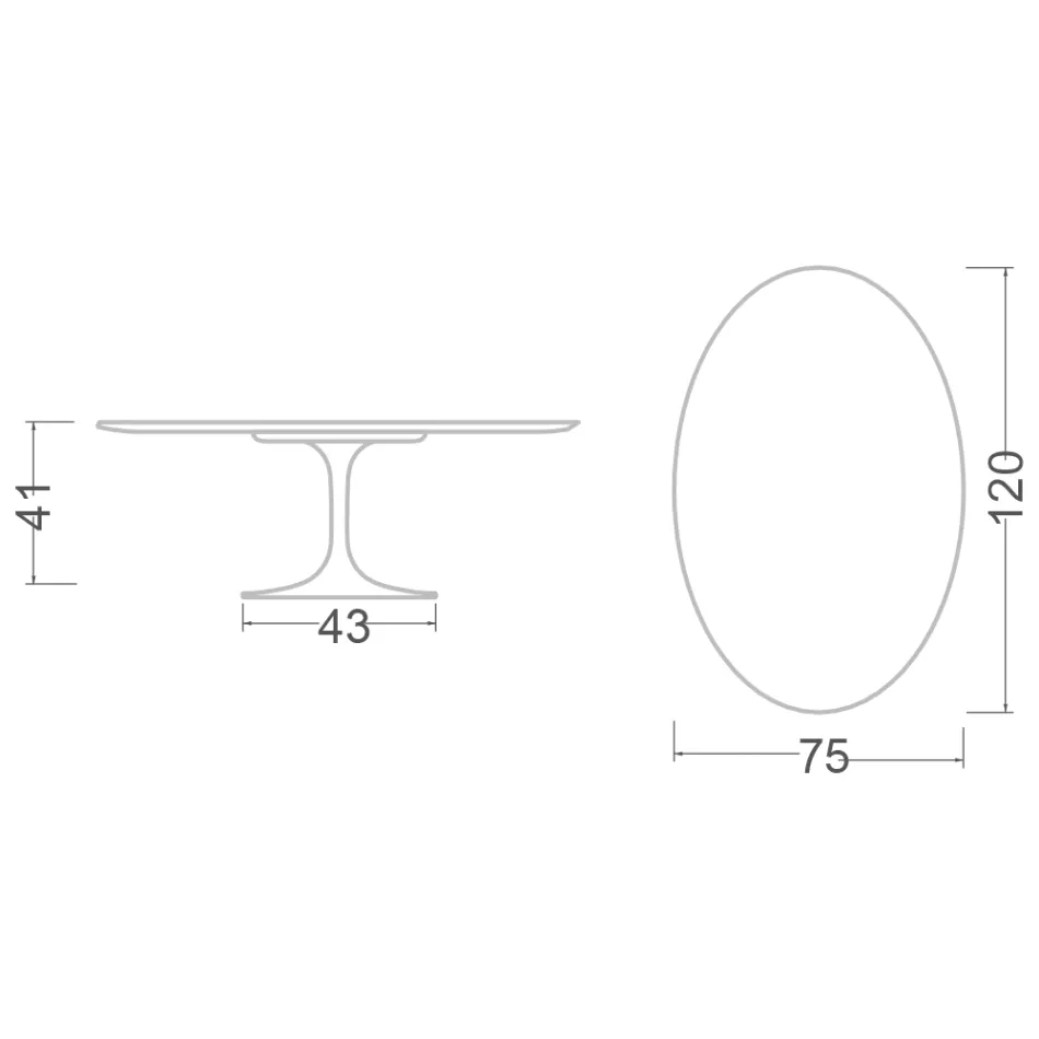 Table Basse Tulipe Eero Saarinen H 41 avec Plateau Ovale en Marbre Marquinia Noir Viadurini