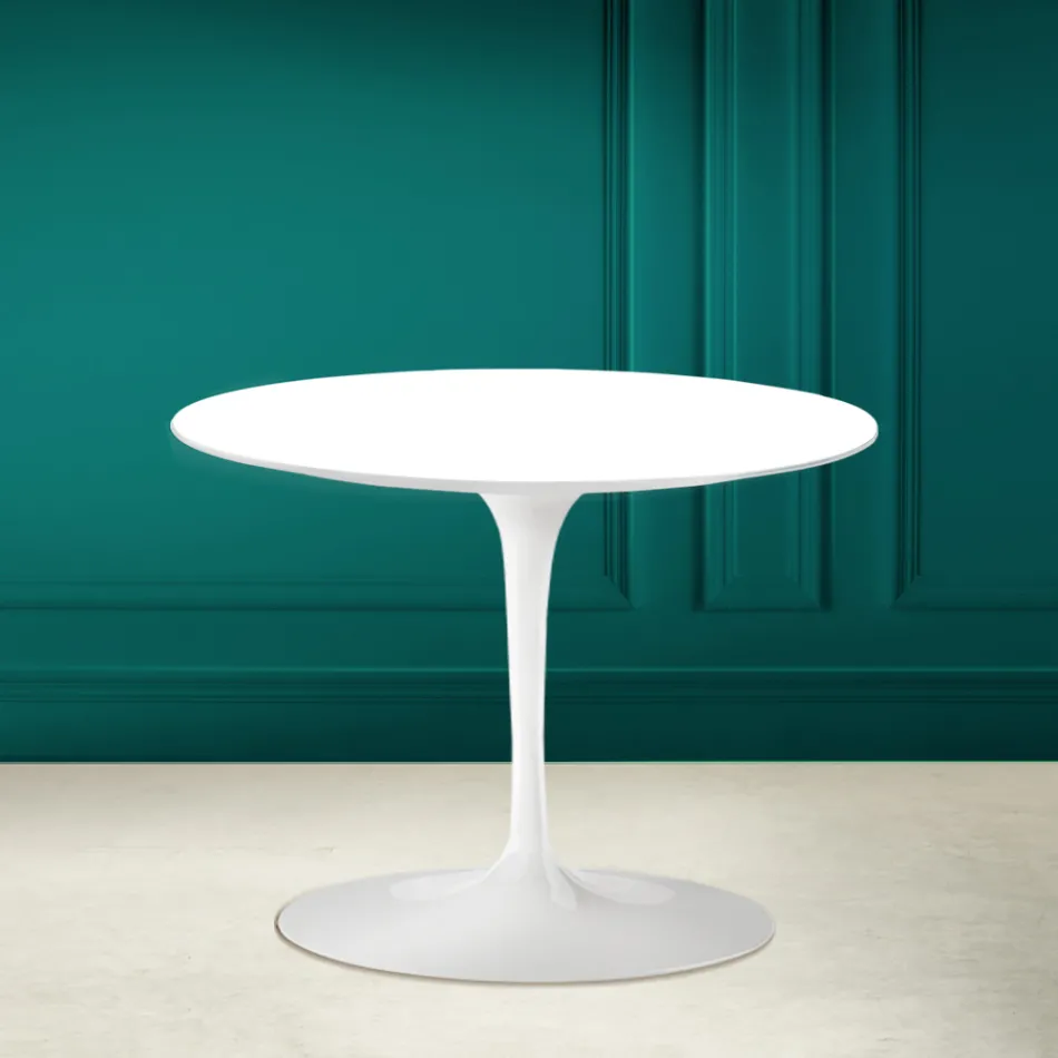 Table basse tulipe Eero Saarinen H 41 en céramique blanc absolu Made in Italy - Scarlet Viadurini
