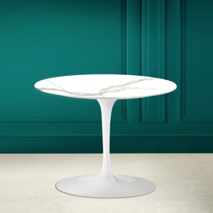 Table basse tulipe Eero Saarinen H 41 en céramique Calacatta Michelangelo Viadurini