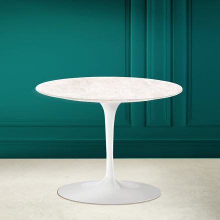 Table basse tulipe Eero Saarinen H 41 en céramique Diamond Cream Made in Italy - Scarlet Viadurini